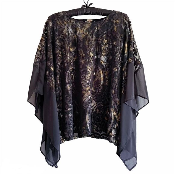 🌺 Mix & Match 3/$95 🌺 REBA “Let It Shine” Poncho Style Blouse - Picture 3 of 10